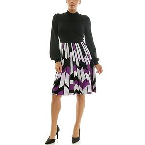 Женское платье-свитер с воротником-стойкой Nina Leonard, Purple Multi