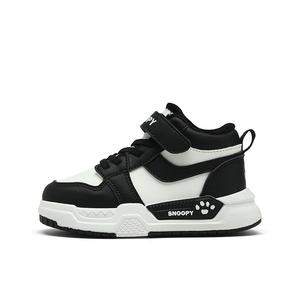 Антиударные термо низкие детские повседневные кроссовки kids' SNOOPY, белый/черный