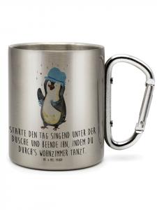 Термокружка с пингвином и надписью в серебре Mr. & Mrs. Panda