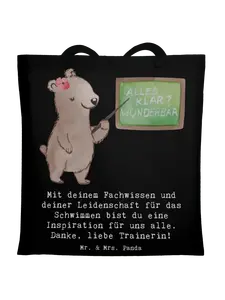 Сумка для переноски Mr & Mrs Panda Schwimmen Trainerin Inspiration mit, черный