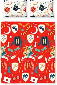 Гарри Поттер - Двусторонний комплект постельного белья, рождественский дизайн TC742 (двуспальная кровать) (красный/белый/синий) Harry Potter Shop
