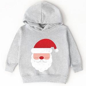 Толстовка с капюшоном Santa face glitter для малышей The Juniper Shop, Heather Grey