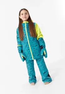 Зимняя куртка WeeDo "COSMO UNIVERSE", с капюшоном, дышащая, водонепроницаемая, с капюшоном, совместимым со шлемом, цвет Petrol_Schwarz_Print