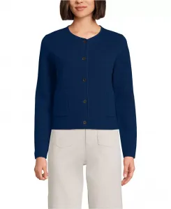 Женский тонкий хлопковый свитер-блейзер Milano Lands' End, синий