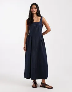 Джинсовое платье миди с квадратным вырезом New Look индиго