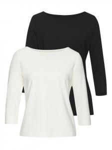 Рубашка с рукавами 3/4 кремового и черного цветов LASCANA