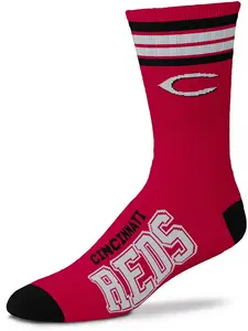 Красные носки Deuce Crew с 4 полосками Cincinnati Reds для босых ног For Bare Feet