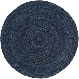 SAFAVIEH Braided Collection ковер, 183 x 183 см, Navy & Black, ручной работы Country Cottage реверсивный хлопок, идеально для помещений с высокой проходимостью в гостиной, спальне (BRD452N)