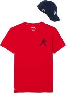 Футболка и кепка Lacoste Mens Sport Tennis X Novak Djokovic, Red/Navy Blue