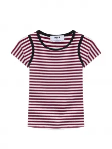 Футболка с отделкой в полоску MSGM, красный