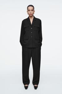 Кожаные туфли с квадратным носком COS, черный