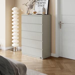 Quanu Комод для спальни, 5 ящиков, современный дизайн с функциональными отделениями, цвет gray and white