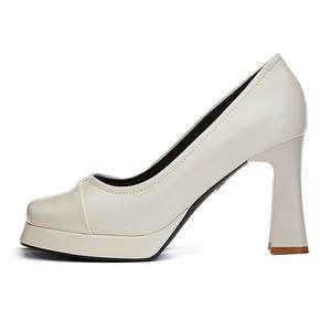 POOQ Женские туфли на платформе с массивным каблуком 9 см бежевые, цвет Beige
