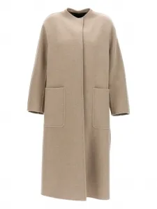 Кашемировое пальто с накладным карманом MAX MARA, нейтральный