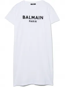 Платье-футболка с логотипом Balmain Kids, белый