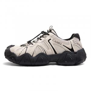 Нескользящие и дышащие низкие походные ботинки для мужчин CAMEL, Ecru/Black (Mesh Style)