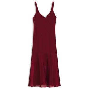 Атласное платье-комбинация с вставками из шелкового органа BOSS, темно-красный