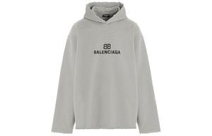 Толстовка с капюшоном BB Pixel с эффектом потертости Balenciaga, серый