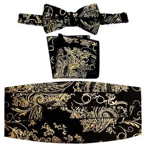 Мужской регулируемый комплект из атласа и пояса с узором пейсли Gioberti, цвет Black Gold