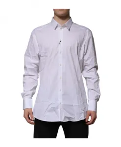 Белая хлопковая классическая рубашка с золотыми акцентами. Dolce & Gabbana, белый