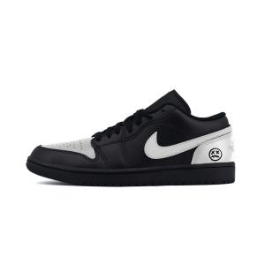 Jordan Кроссовки Air 1 Cool Silver устойчивые к истиранию низкие винтажные баскетбольные Unisex Black Silver