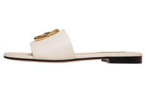 Балли Плоские кожаные сандалии с эмблемой, экрю