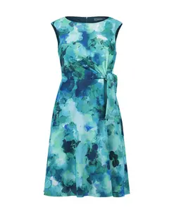 Платье миди из шифона с цветочным принтом Vera Mont, синий