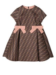Платье с короткими рукавами и монограммой Fendi Kids, черный