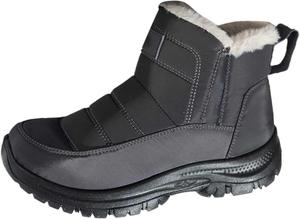 Женские зимние сапоги с меховой подкладкой, водонепроницаемые ботильоны на шнуровке, уличная обувь с протектором, мотоциклетные ботинки Generic, Grey