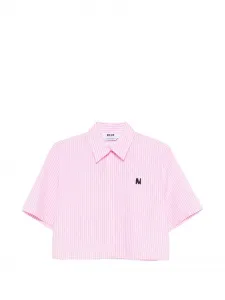 Укороченная рубашка в полоску Msgm, розовый