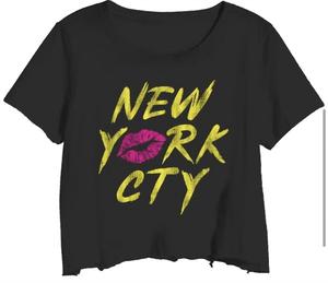 Укороченная футболка New York City Lips черного цвета Prince Peter