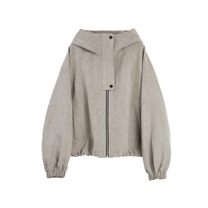 ELLE Кроп-пальто женское Medium Gray с капюшоном