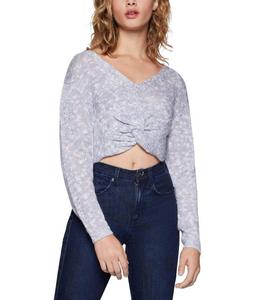 Металлическая трикотажная рубашка-пуловер, свитер синего цвета BCBGeneration