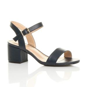 Сандалии на каблуке из искусственной кожи с ремешком на щиколотке среднего размера AJVANI, синий