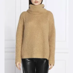 Шерстяная водолазка оверсайз-филита Boss, коричневый