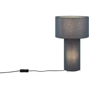 Настольная лампа TRIO Leuchten BALE, ночник с тканевым абажуром, без 2xE27 макс. 10Вт с переключателем на шнуре E27 1 шт. теплый-белый - холодный белый свет в основании и абажуре, высота 40 см, диаметр 24 см Trio Leuchten, синий