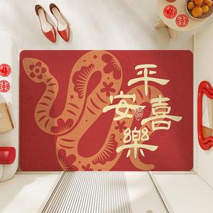 Dajiang Ковер 120x180 см для прихожей, новогодний, красный, с петлевым ворсом, нескользящий