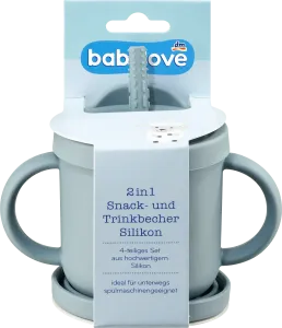 Чашка для закусок и питья 2в1 силикон синий 1 шт. babylove