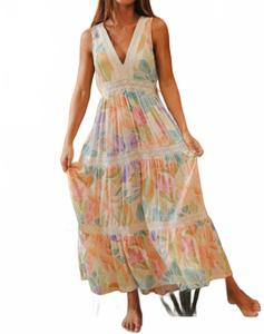 Женское платье макси "Сияющее цветение" в мультиколоре Mint