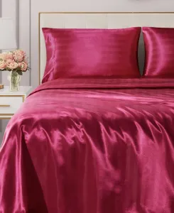 Комплект постельного белья из 3 предметов, сатиновый дамаск, размер Twin Juicy Couture, ярко-розовый