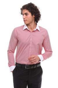 Красная рубашка в полоску на пуговицах с классическим воротником TruClothing