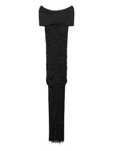 Платье с драпировкой и бахромой KHAITE, черный