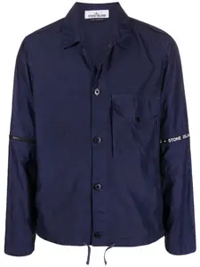 Куртка-рубашка со съемными рукавами и логотипом Stone Island, синий