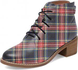 FYS модные ботильоны для женщин, с устойчивым средним каблуком, закрытые, с круглым носком, шнуровкой, для повседневной носки, размер 37-48, Gitter