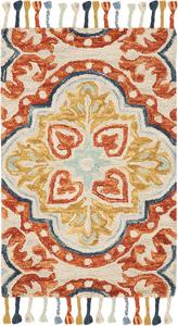 Ковер SAFAVIEH, 69 x 122 см, Aspen Collection, Beige & Rust, ручная работа, бохо с плетеными кистями, шерсть, идеально для помещений с высокой проходимостью: прихожая, гостиная, спальня (APN217A)