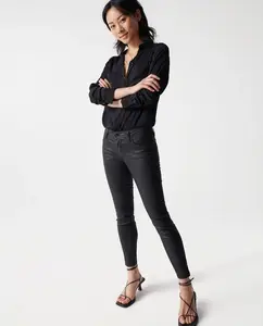 Укороченные вощеные узкие брюки Wonder push up для женщин Salsa Jeans, черный