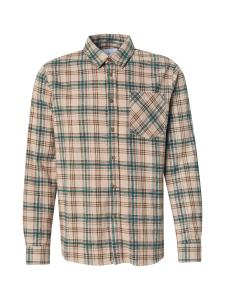 Рубашка на пуговицах классического кроя Kronstadt Gavel, бежевый/темно-бежевый