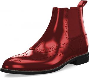 Женские эластичные ботинки Челси с круглым носком, удобным низким каблуком, декоративной перфорацией, на щиколотку, ретро-стиль, для вечеринок и повседневной носки, размеры US 4-16 Wansseny, Red