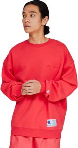 Мужская толстовка Champion ACTION STYLEC3-Z001 с длинными рукавами, флисовой подкладкой, свободным кроем, вышитым логотипом и круглым вырезом, белый/темно-синий