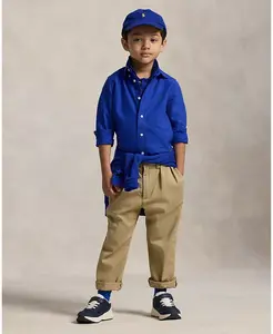 Детская и мальчиковая рубашка из оксфордского хлопка с технологией garment-dyed Polo Ralph Lauren, синий